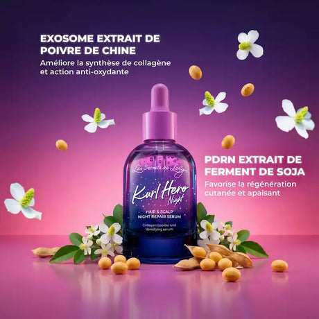 Kurl Hero Night Les Secrets de Loly sérum de nuit au Night Repair Complex pour renforcer le cuir chevelu et limiter la chute des cheveux