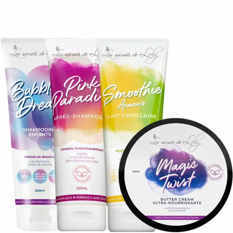 Pack Les Secrets de Loly Enfant Nettoie, démêle, hydrateet nourrit les cheveux crépus - 4 produits