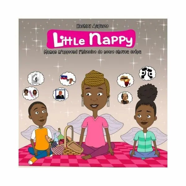 Little NAPPY est un livre bilingue français-anglais pour enfants de 7 à 12 ans qui explore l'histoire du cheveu afro à travers les âges. 31 pages.
