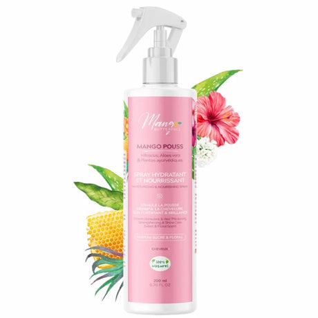 Brume hydratante Mango Pouss à l’aloe vera pour hydrater, faire briller et assouplir les cheveux texturés