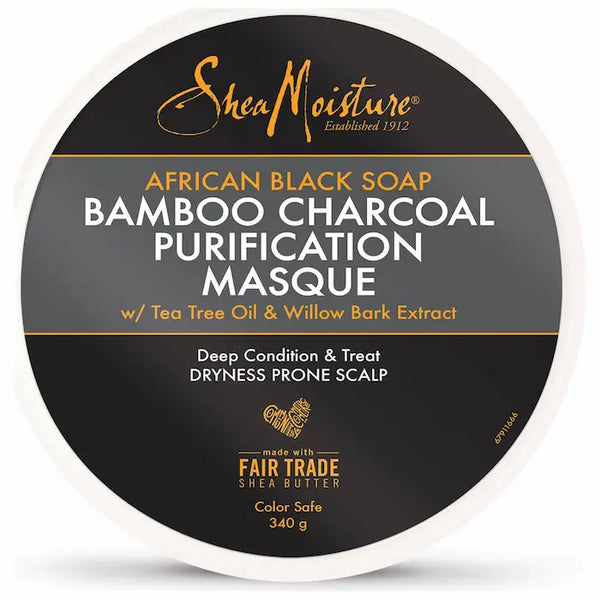 Shea Moisture African Black Soap - Masque Soin Cheveux Purifiant Bamboo Charcoal Purification Masque