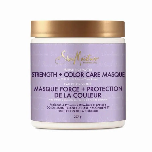 SheaMoisture Purple Rice Water - Strength + Color Care Masque pour cheveux colorés hydrate, renforce et precure une sensation de douceur. 