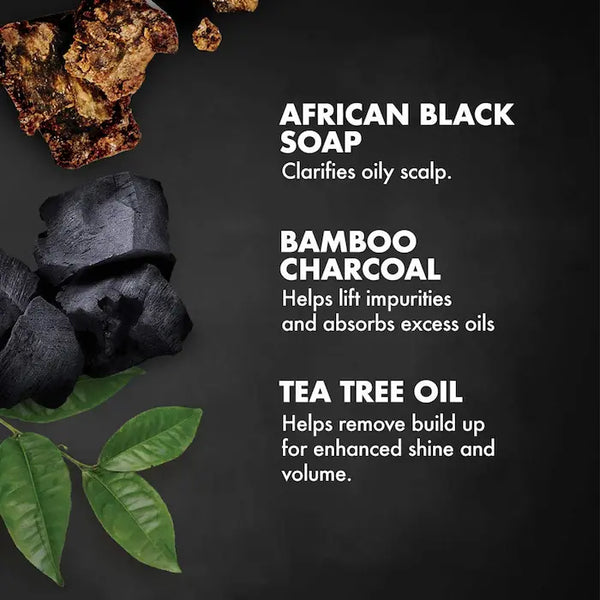 Composé d’ingrédients naturels savon noir, huile d’arbre à thé et extrait de saule, le masque capillaire Shea Moisture African Black Soap respecte le cuir chevelu et apaise eczéma, psoriasis et pellicules.