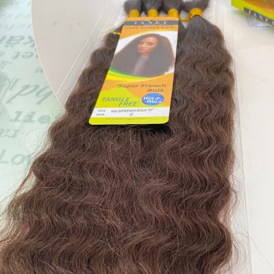 Cheveux naturels pour tresse. Rajouts 100% remy human hair 14 à 18 pouces. Janet Collection Super French Bulk en châtain foncé (2)