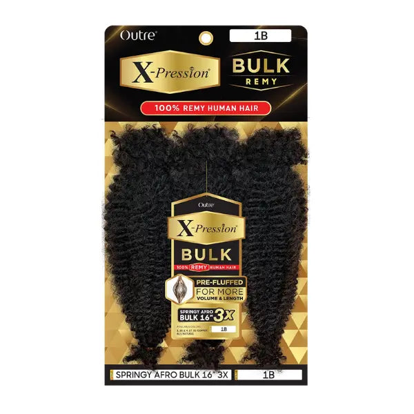 Mèches Human Hair X-PRESSION - HUMAN BULK - SPRINGY AFRO BULK 16" 3X