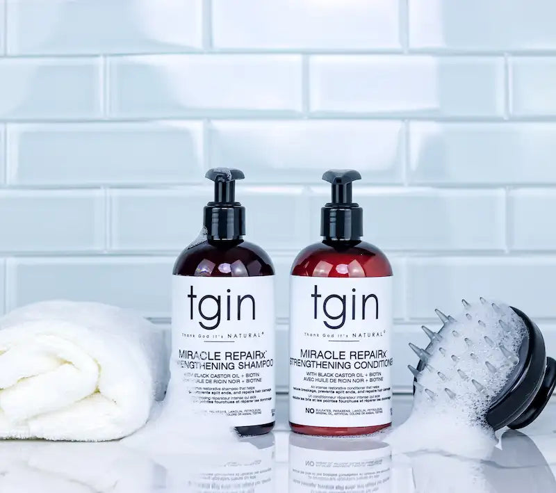 Duo Fortifiant pour Cheveux bouclés, frisés, crépus abîmés par coloration et autres traitements chimiques TGIN Miracle RepaiRx