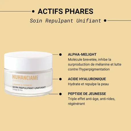 Nuhanciam Soin Repulpant Unifiant Visage et Cou pour raviver l’éclat de la peau et lisser les premières rides