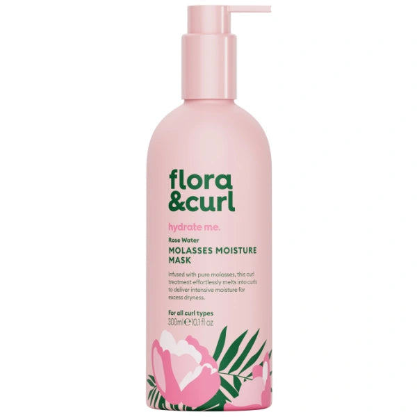Masque Mélasse Hydratant Cheveux Bouclés, Frisés, Crépus à l'eau de Rose Flora & Curl. 300ml