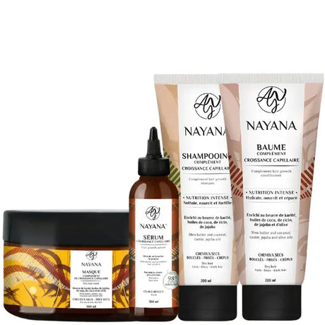 Gamme Pousse Cheveux Crépus, Bouclés, Bouclés Naturels ou Colorés. Soins à base de Ricin
