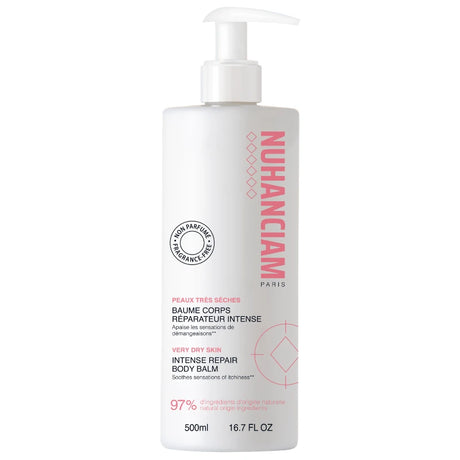 Baume Corps apaisant pour peau très sèche. Idéal pour soulager les sensations de démangeaisons après la douche. Nuhanciam 500ml