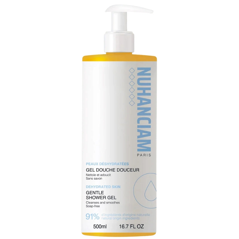 Gel Douche sans savon à 91% d'ingrédients d'origine naturel pour peux sèches Nuhanciam - Grand format 500ml