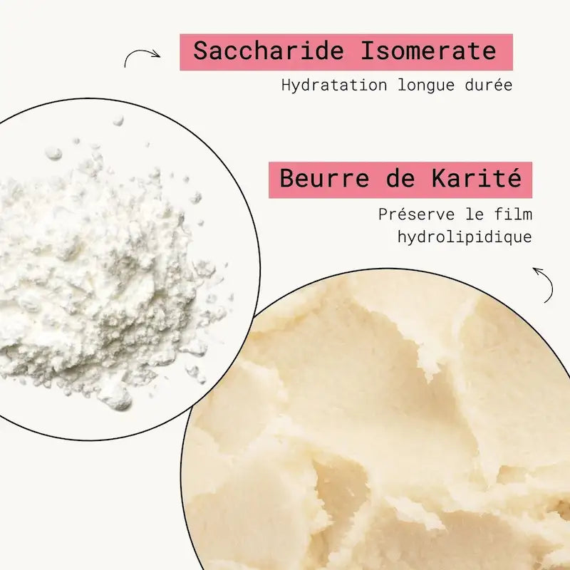 Huile de Douche Émolliente Nuhanciam enrichie en beurre de karité et actif hydratant naturel maintenir la peau confortable et hydratée même après le rinçage