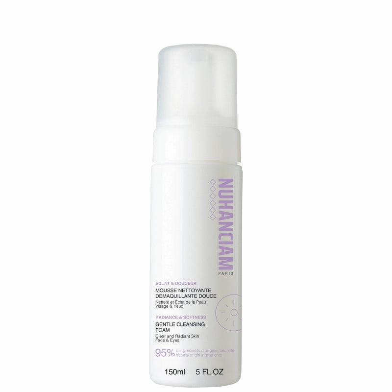 Nuhanciam Mousse Nettoyante Douce base sans savon d'origine végétale. Apporte netteté et éclat à la peau.