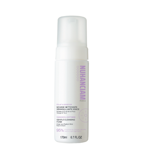 Nuhanciam Mousse Nettoyante Douce base sans savon d'origine végétale. Apporte netteté et éclat à la peau.