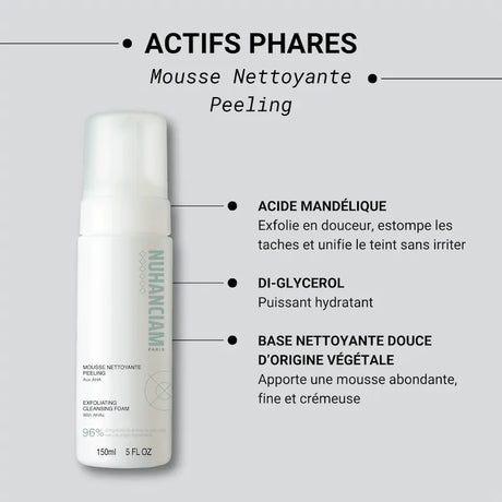 Mousse Peeling pour unifier le teint en exfoliant en douceur et nettoyer la peau sans l'irriter - Nuhanciam 150ml