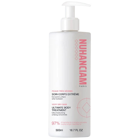 Nuhanciam Soin Corps Extrême Unifiant ultra hydratant pour peaux sèches à très sèches. Flacon pompe 500mL