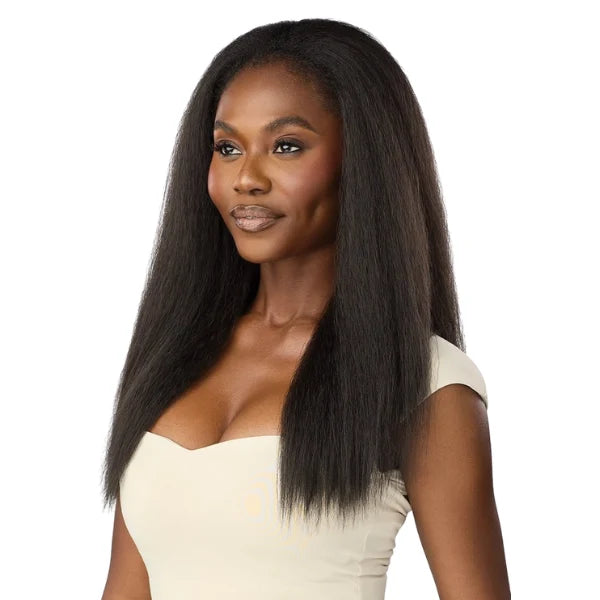 Outré, quick weave noire, lisse, perruque en 22 pouces.