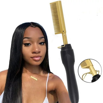 Peigne Chauffant 2 En 1 Lisseur Et Boucleur - Céramique, 3 Puissances, Pour Tous Cheveux
