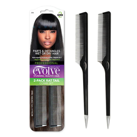 Peigne à Cheveux Noir Avec Queue Métal Argenté - Longueur 24 Cm - Pour Tous Types De Cheveux