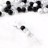 Perles cheveux noires blanches et transparentes