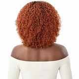 Perruque Bandeau Bouclée Neyla de dos en teinte Sienna Copper headbandwig, Outré Hair
