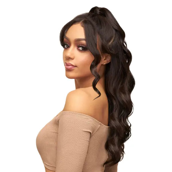 Perruque Longue Noire Synthétique Pour Femme - Modèle Wendy 1B - Bonnet Moyen, Raie Libre