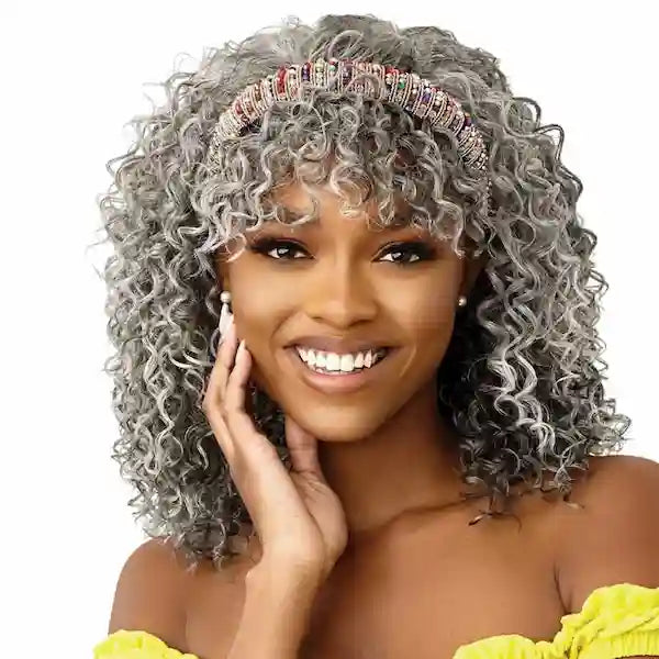 Perruque Curly Grise Courte Cheveux Naturels Dina - Outré – Diouda