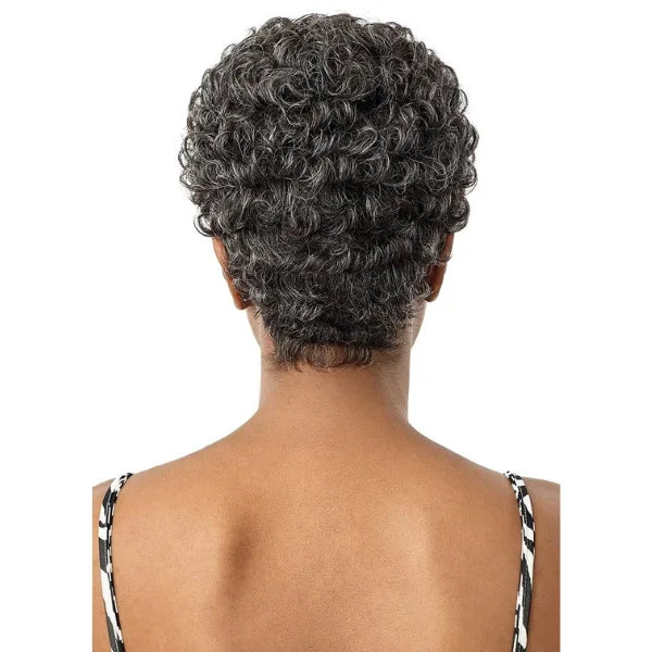 Perruque cheveux naturels grise Afro Curly courte Outre Dina