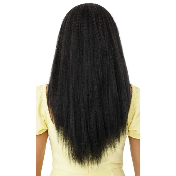 Perruque Converti Cap lisse YAKI noir et mi longue Super Nova Outre en cheveux synthétiques vue de dos