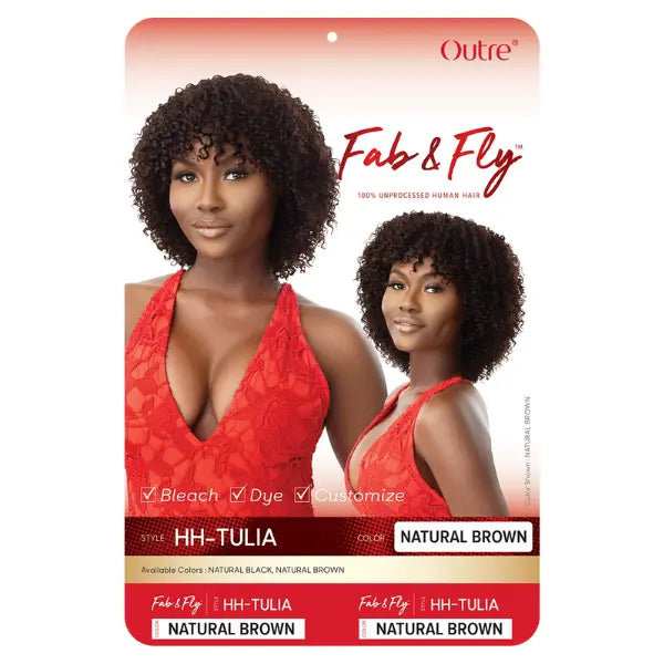 Perruque Curly cheveux naturels bouclés avec Frange Outre Fab & Fly Tulia