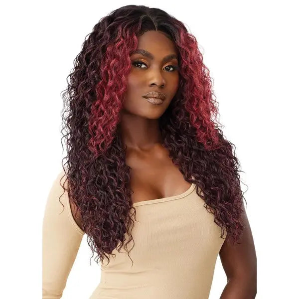 Perruque curly closure HD 5x5 malaysian deep couleur bordeaux Outre