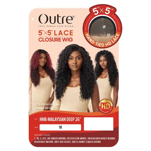 Perruque curly deep malaysian closure HD 5X5 Outre