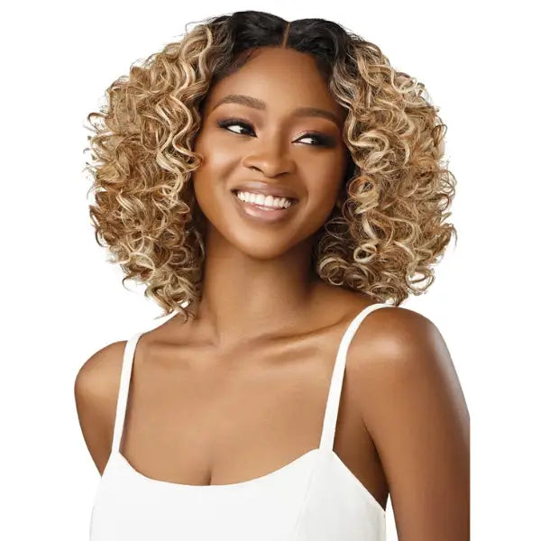 Perruque curly lace Front HD blonde Outre Every29