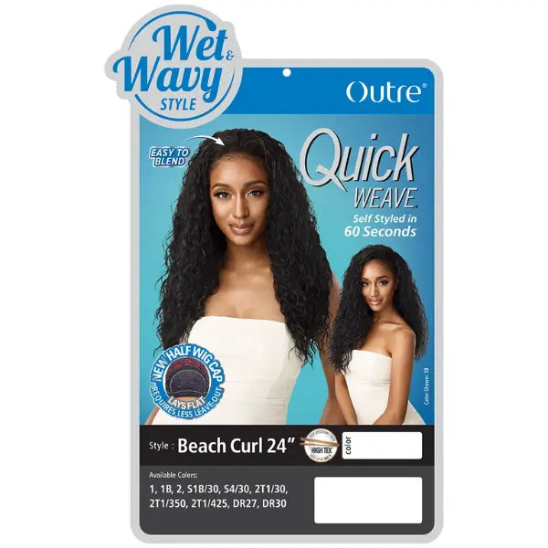 Perruque Demi-Tête Bouclée Beach Curl en noir 1B -packaging  Outré