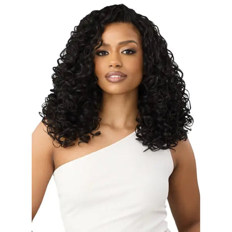 Perruque demi-tête bouclée et curly mi-longue en couleurs Noir 1B Outre Susannah