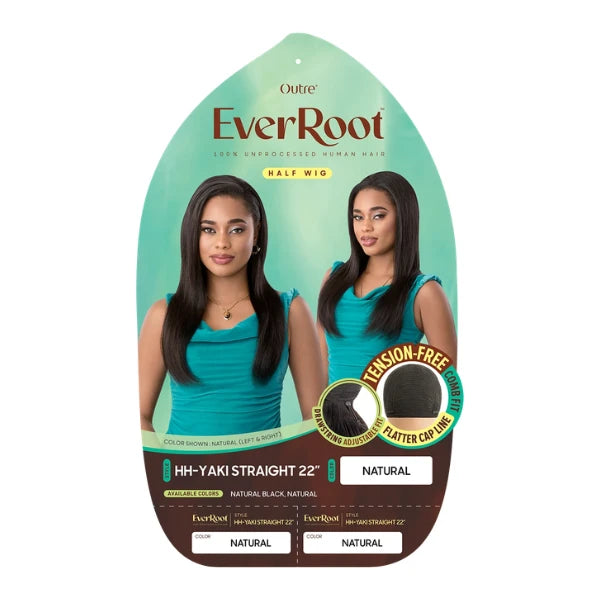 Perruque demi-tête lisse Human Hair HH-Yaki Straight 22"- Outré