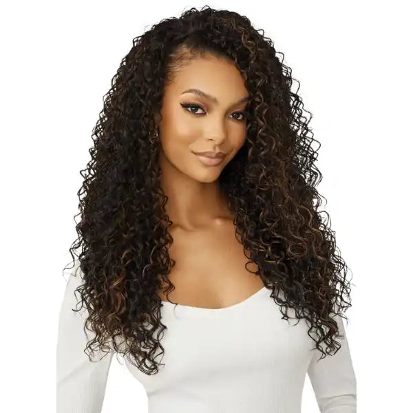 Demi-Perruque Longue 62 Cm Blond Clair Doré - Synthétique Raide | Bonnet Moyen, Raie Libre