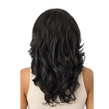 Perruque demi-tête style brushing, couleur noir en synthetique.