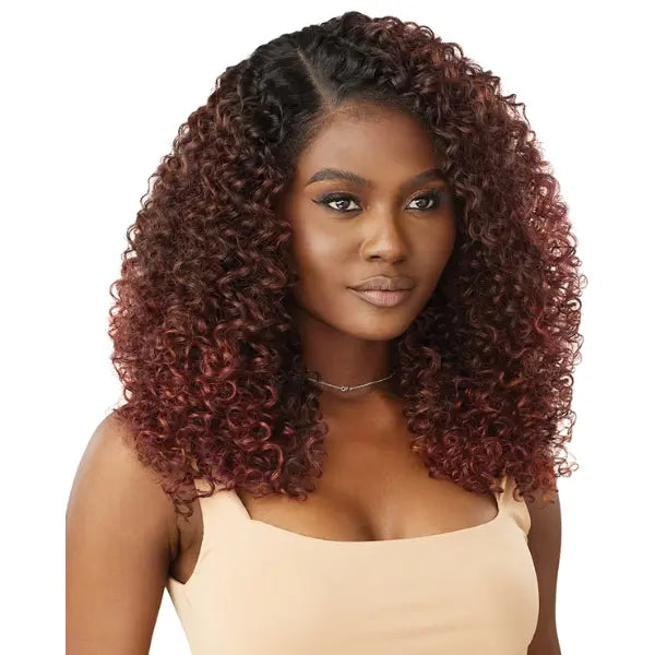 Perruque Glueless avec lace HD transparente eet baby hair afro frisés. Style kinky curly mi-long Outré Hair.