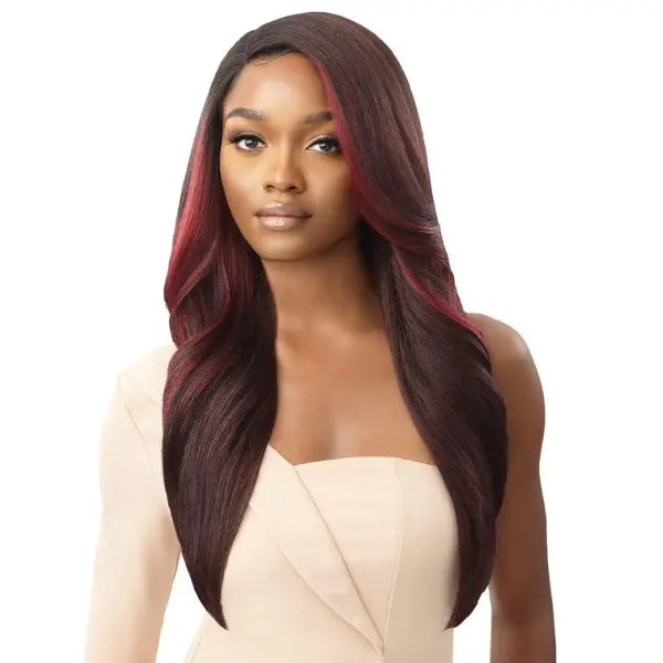 Perruque HD wavy rouge et longue Lace Front Outre Teyona.