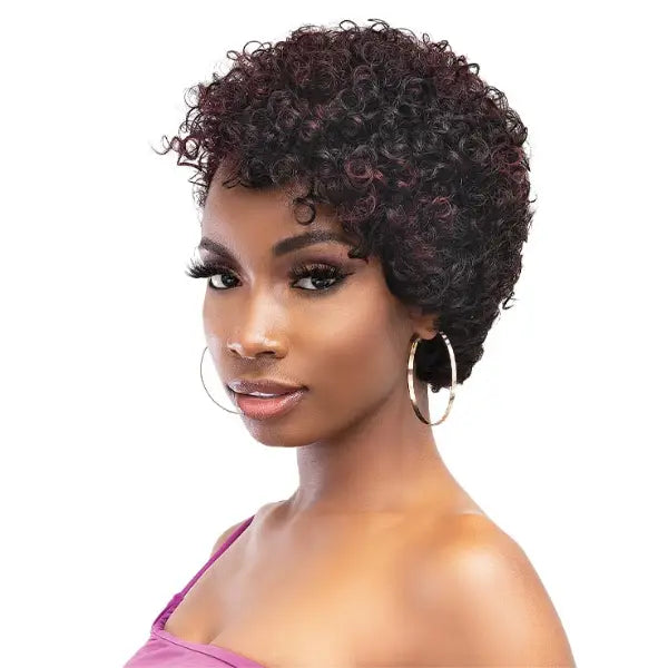 Perruque human hair curly pixie cut court Janet Collection Emilia