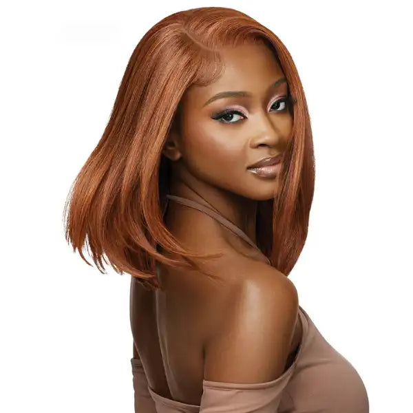 Perruque Lace Closure Natural Yaki Stright Bob Roux Ginger Outre Hair