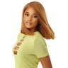 Perruque lace closure pre-cut 6X5 en couleur blonde semi-naturels Outre Yaki straight bob en 14 pouces