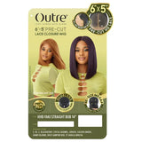 Perruque lace closure pre-cut 6X5 semi-naturels Outre Yaki straight bob 1 pouces