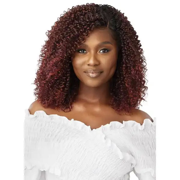 Perruque lace curly bouclée Burgundy Every27 cheveux synthétiques Outre