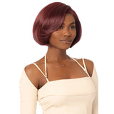 Perruque lace front HD glueless court lisse bordeaux Outré