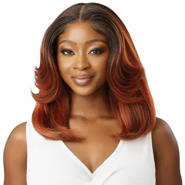Perruque Lace Yaki Straight Mi-long Ginger Brown Outre Perfect Hairline Leomie