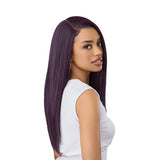 Perruque, lisse, yaki front lace violet foncé.