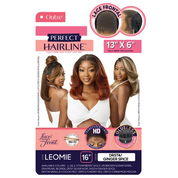 Perruque yaki straight lace mi-long Outre perfect hairline Leomie