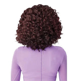 Perruque bouclée, lace front mi-longue violette.